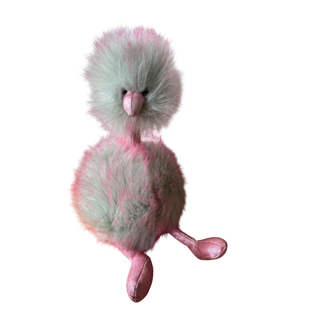 Jellycat London Pom Pom Bird Green Pink Glitter Plush Stuffed Animal Toy